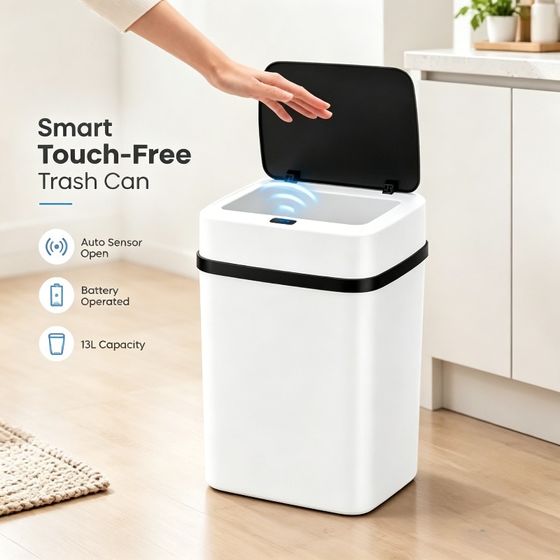 Smart Home Junkie - 13L Akıllı, Otomatik, Temassız Çöp Kutusu,
