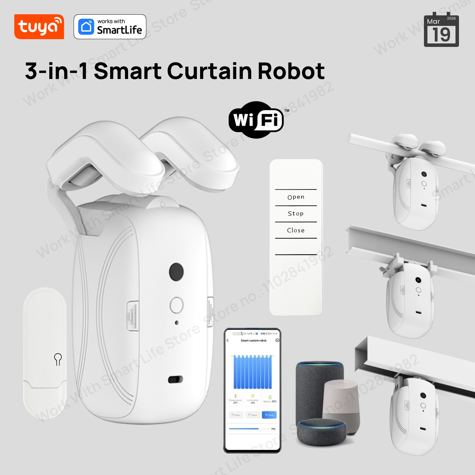 Smart Home Hub - 1/2 ADET Tuya Akıllı WiFi Perde