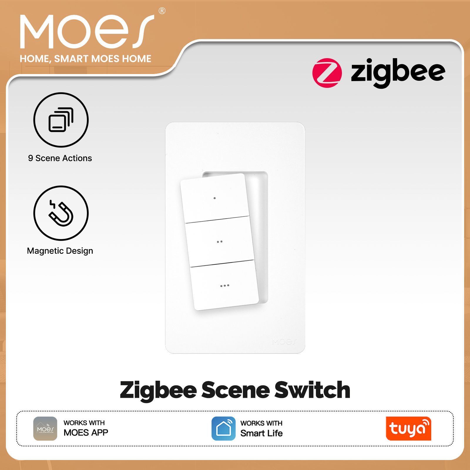 Smart Light Switch - MOES Tuya Zigbee Akıllı Kablosuz Sahne